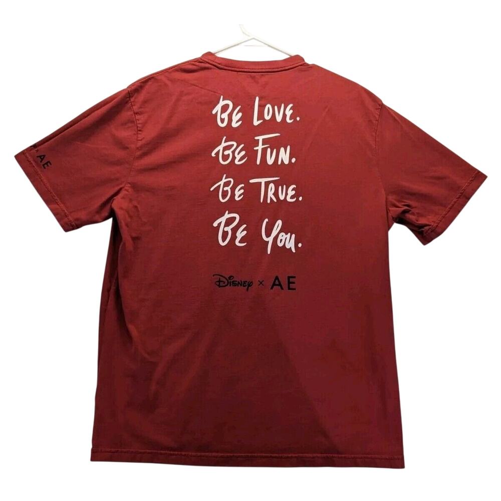 Disney X AE American Eagle Mens Large Red Mickey Mouse Firework Graphic T-Shirt - Picture 2 of 7
